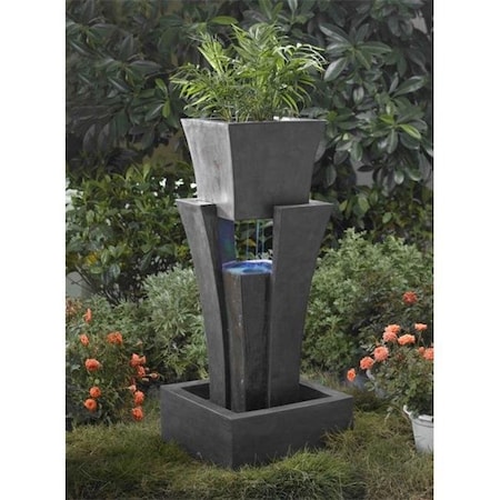 Jeco Jeco FCL048 Raining Water Fountain With Planter With Led Light FCL048